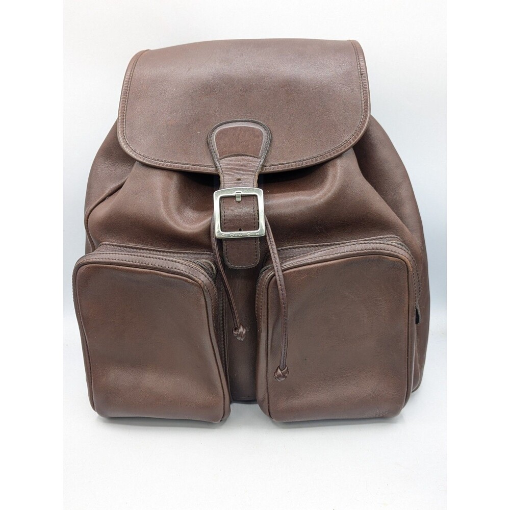 Vintage 1998 Coach Double Pocket Backpack Mahogany USA Made #J8B 0528